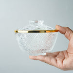 ガラス食器 蓮菊蓋物(ふたもの) 12.5cm GD(天金) Mizusaki-glass Studio1156