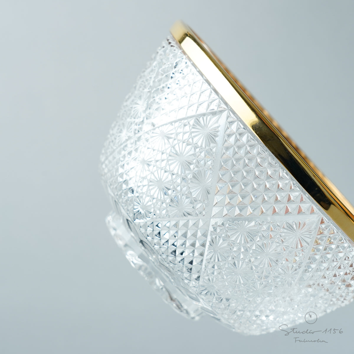 ガラス食器 蓮菊蓋物 12.5cm Mizusaki-Glass Studio1156