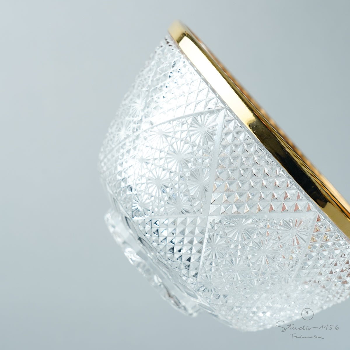 ガラス食器 蓮菊蓋物(ふたもの) 12.5cm Mizusaki-glass Studio1156