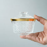 ガラス食器 菊籠目蓋物(ふたもの) 11.5cm GD(天金) Mizusaki-glass Studio1156