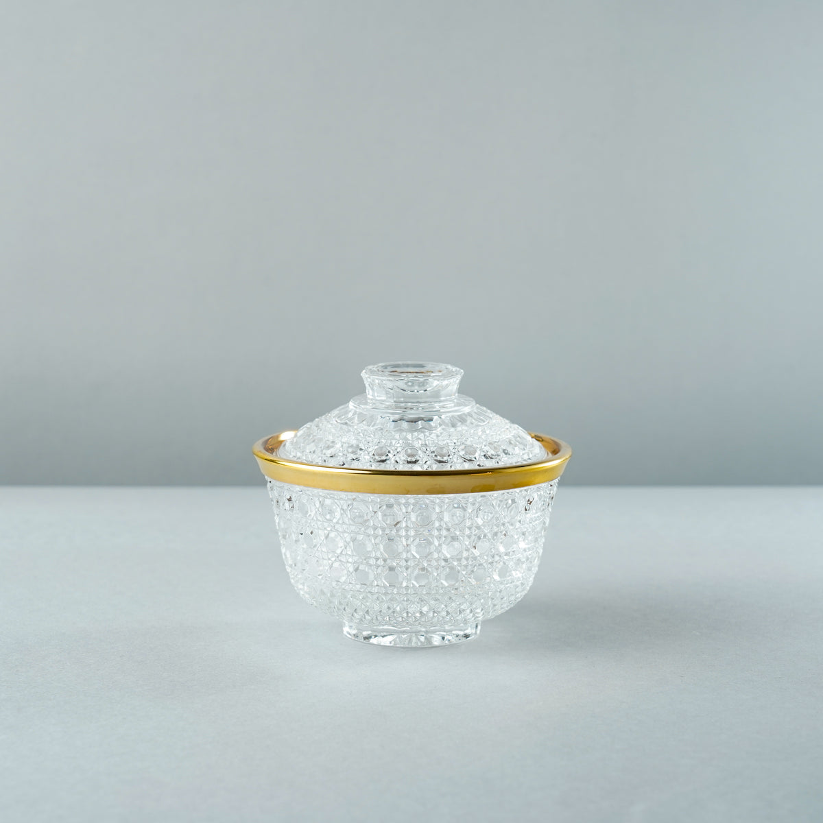 ガラス食器 祇山蓋物(ふたもの) 中鉢 10.5cm GD(天金) Mizusaki-glass Studio1156