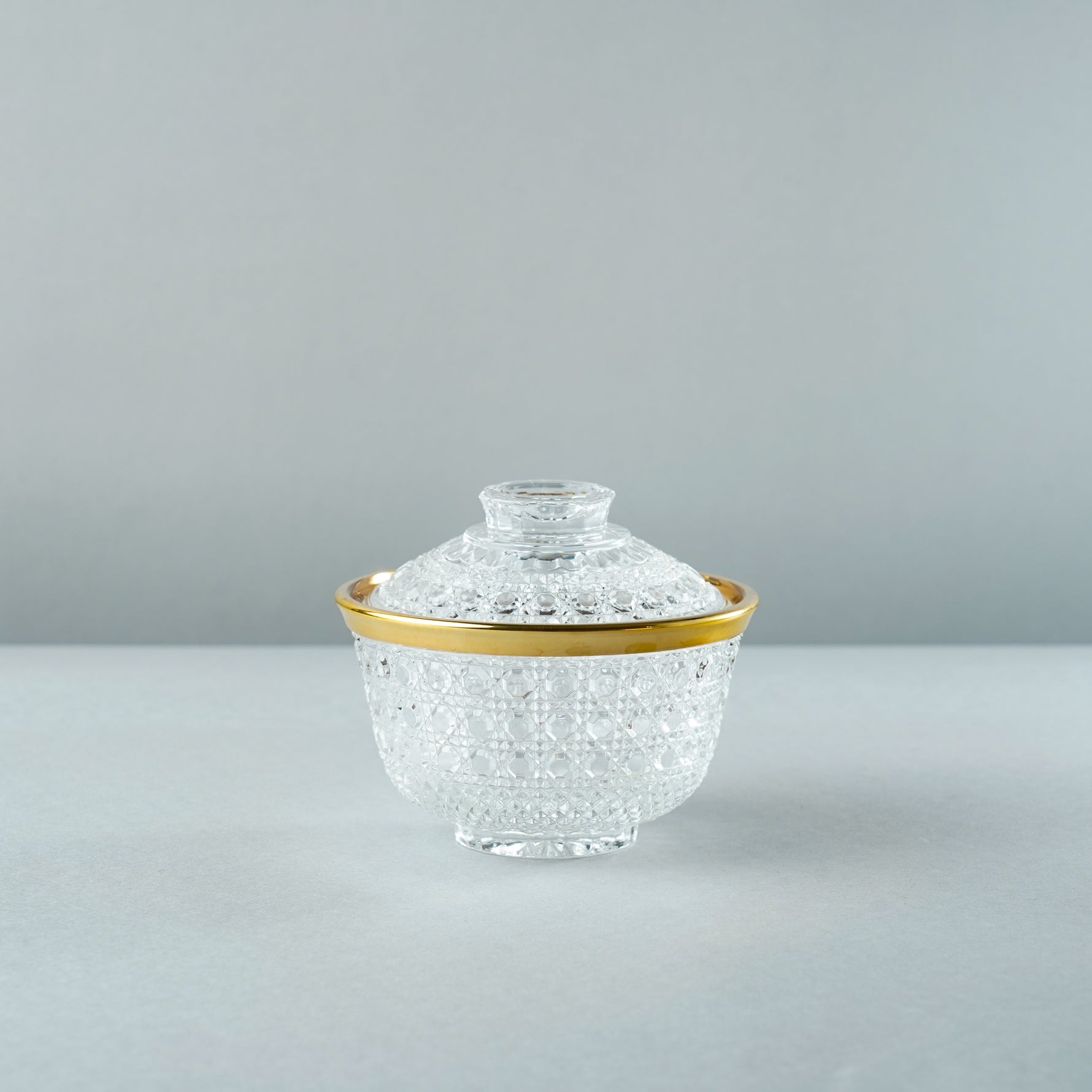 ガラス食器 祇山蓋物(ふたもの) 中鉢 10.5cm GD(天金) Mizusaki-glass Studio1156
