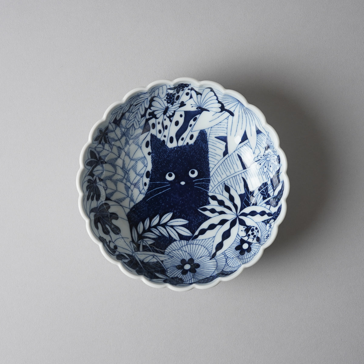波佐見焼 Aruhino ボウル クロネコ 14cm