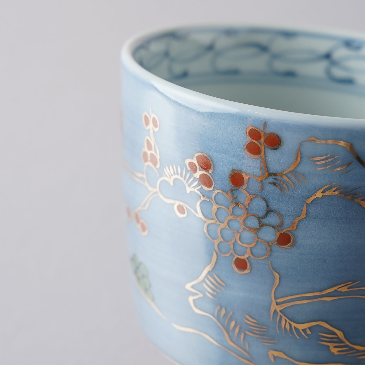 有田焼 色絵 瑠璃地梅紋 そば猪口(大) 220ml Riso Studio1156