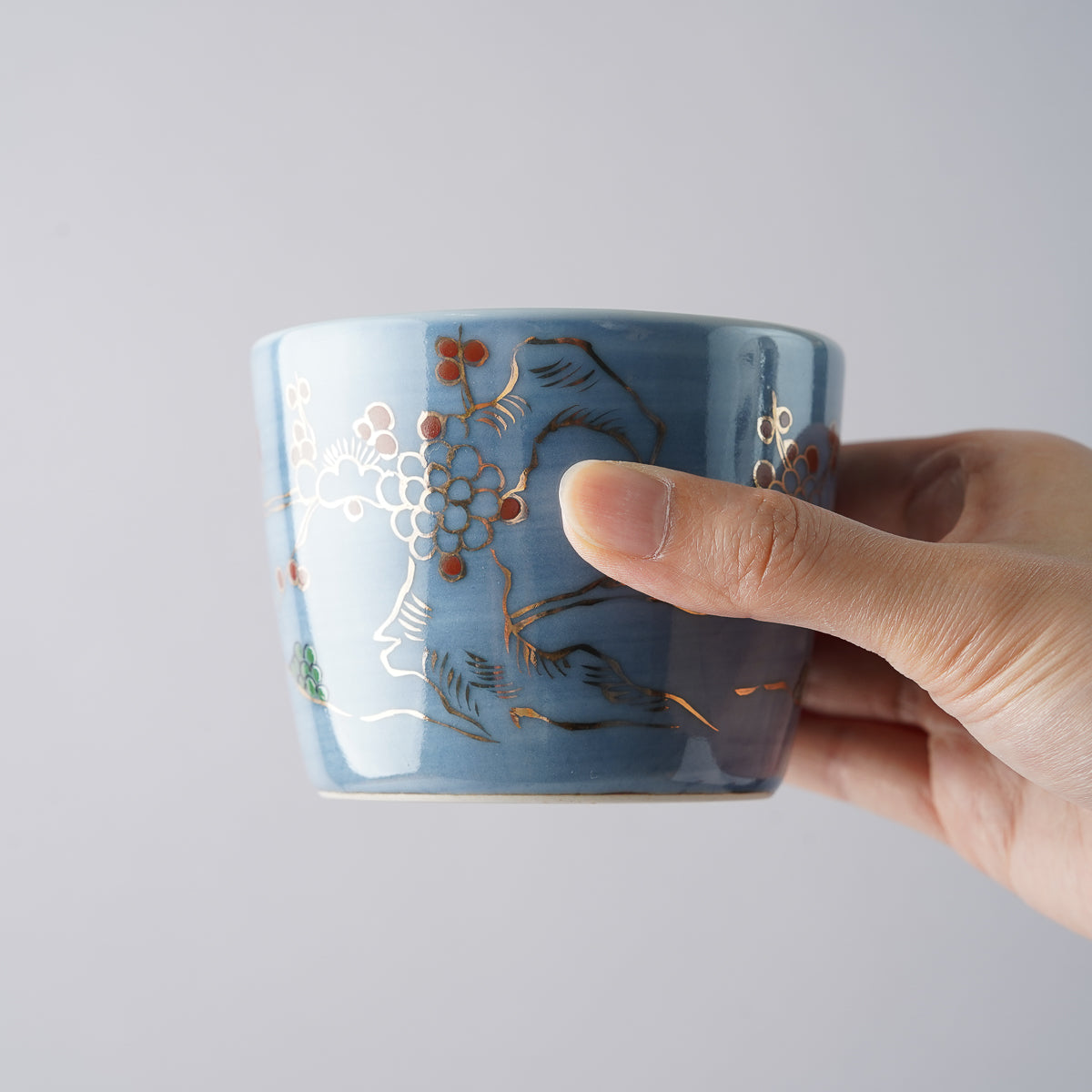 有田焼 色絵 瑠璃地梅紋 そば猪口(大) 220ml Riso Studio1156