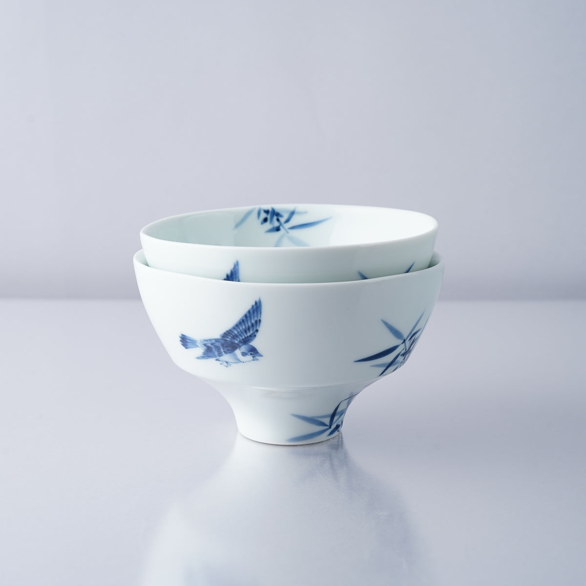 有田焼 染付竹雀紋 ご飯茶碗(大/小) 夫婦茶碗 李荘窯 - Studio1156