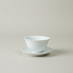 有田焼 白磁マット鎬 平急須 / 台皿付仙茶碗 (230ml / 70ml) 台皿付仙茶碗(70ml) 有田焼 李荘窯 Studio1156