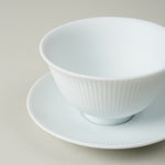 有田焼 白磁マット鎬 平急須 / 台皿付仙茶碗 (230ml / 70ml) 有田焼 李荘窯 Studio1156