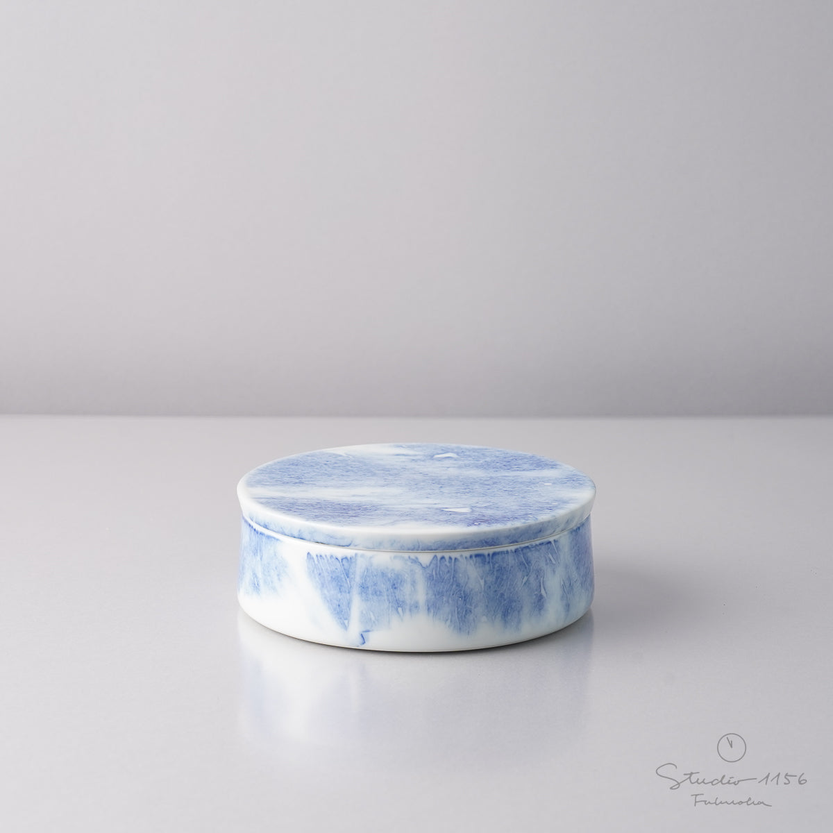 有田焼 平蓋物(ふたもの) ボウル 12cm 呉須垂込 Riso Studio1156
