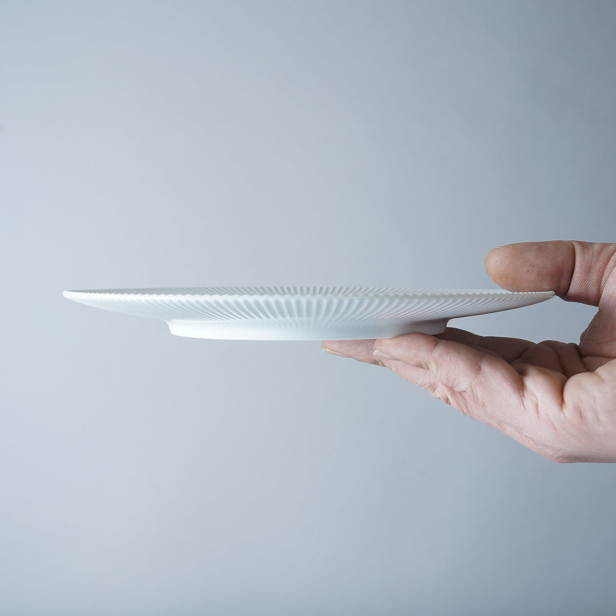 有田焼 白磁ブラスト 鎬プレート 20.5cm 有田焼 李荘窯 Studio1156