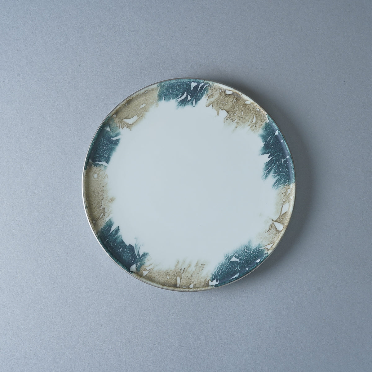 有田焼 渕プラチナ 石目垂込マット frameプレート 16cm Riso Studio1156