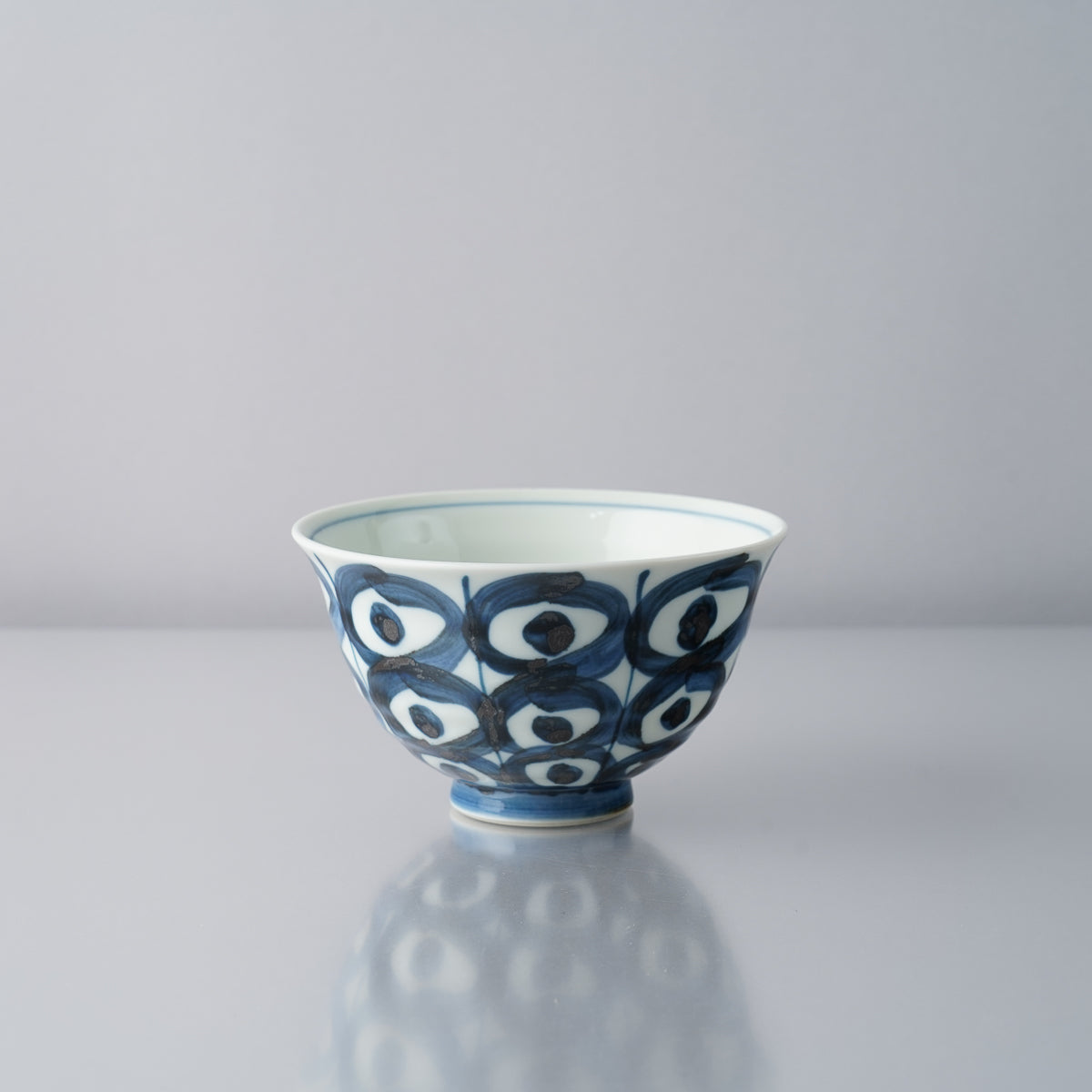 肥前吉田焼 染付八方割丸紋 六兵衛 ご飯茶碗 12cm Soemasa Studio1156