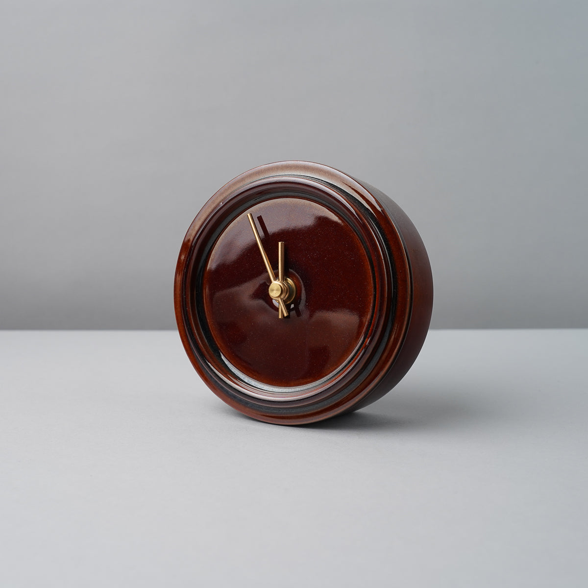 美濃焼 TILE WOOD CLOCK 陶器時計 置き時計 電池付 飴釉(WZ-03) SUGY Studio1156