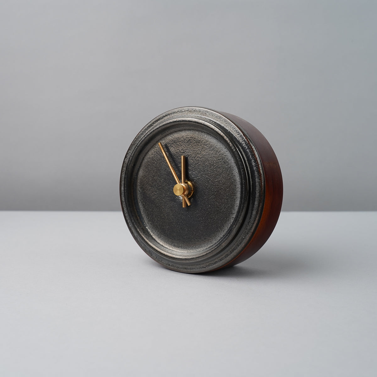 美濃焼 TILE WOOD CLOCK 陶器時計 置き時計 電池付 メタル釉(WZ-04) SUGY Studio1156