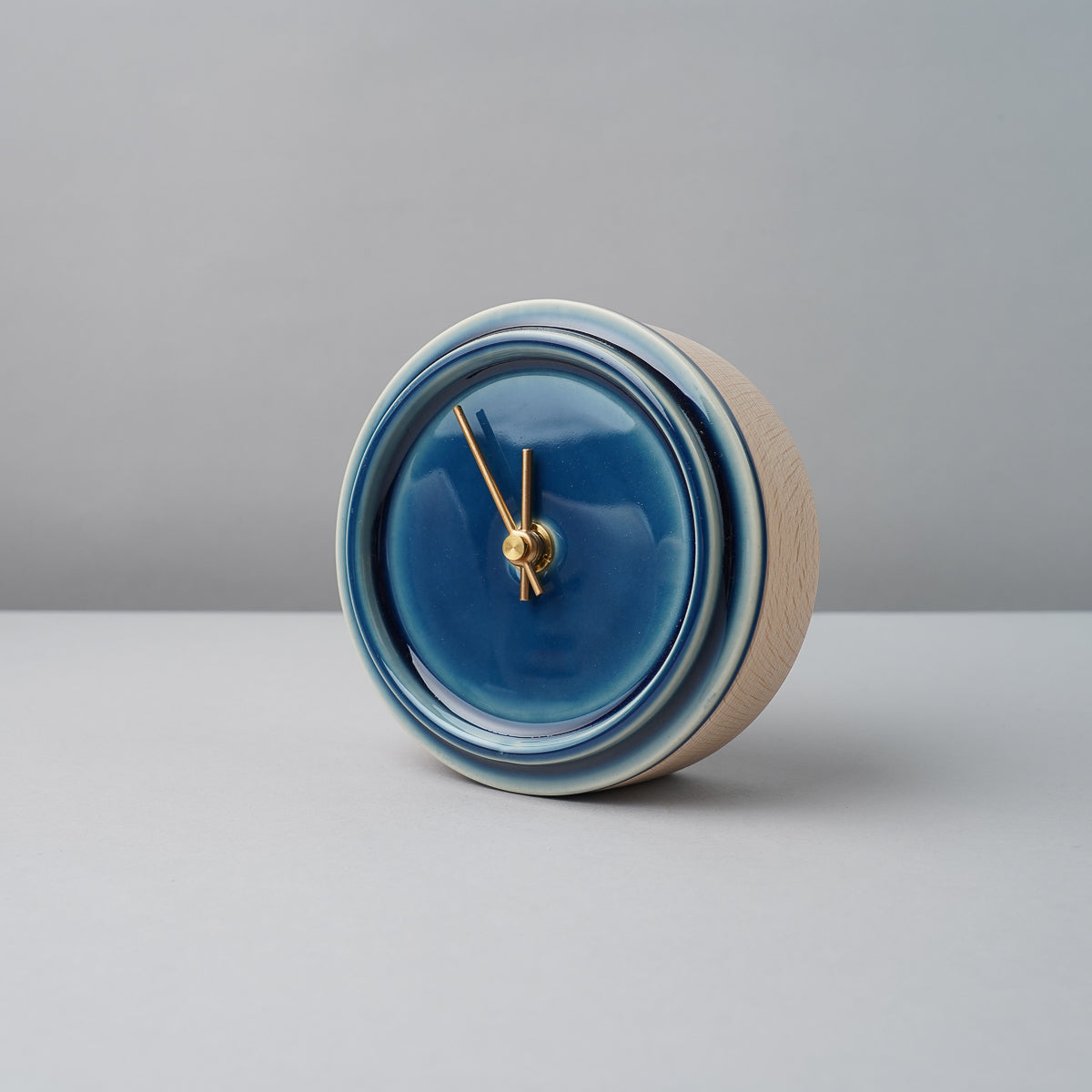 美濃焼 TILE WOOD CLOCK 陶器時計 置き時計 電池付 ペールブルー(WP-12) SUGY Studio1156