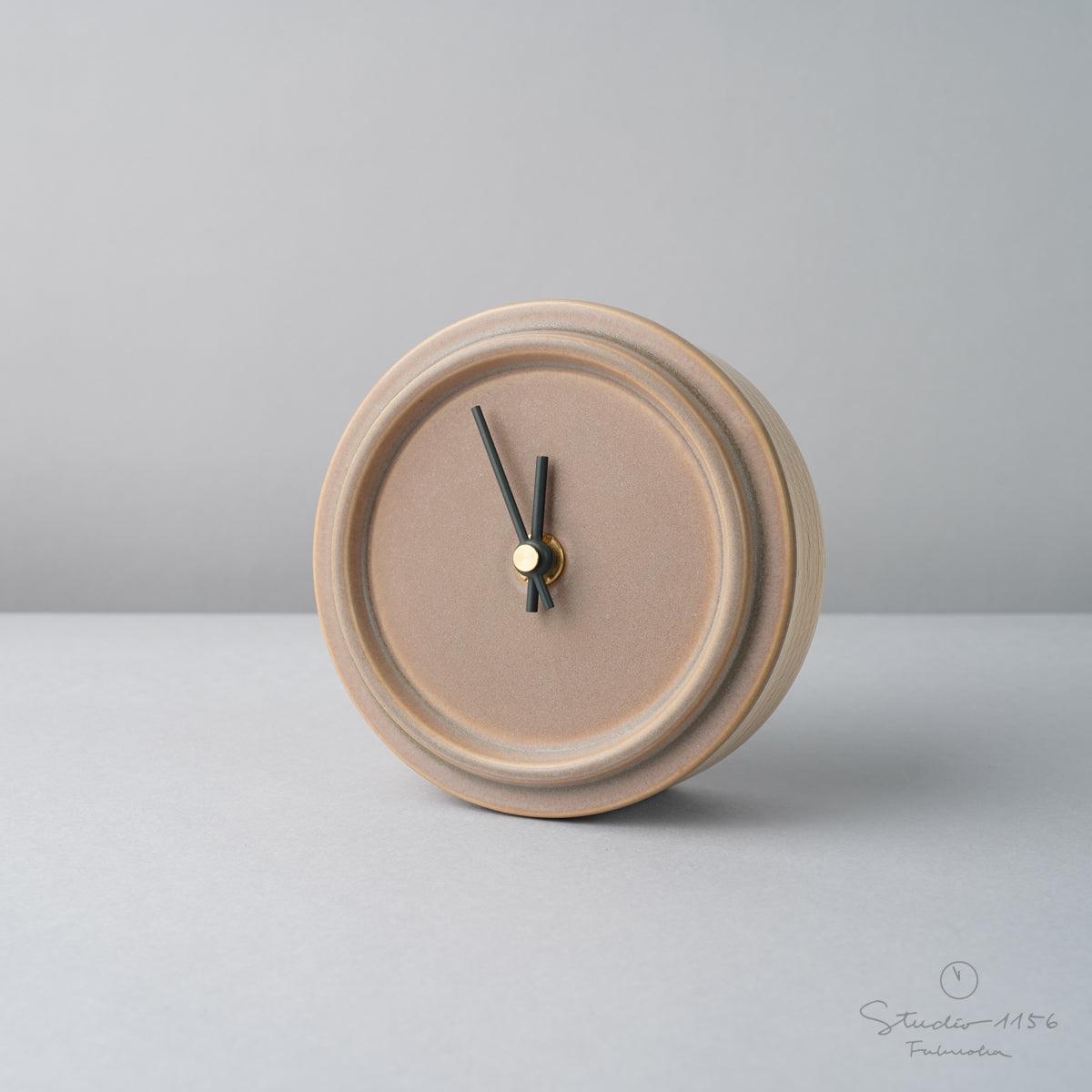 美濃焼 Baum 陶器時計 置き時計 電池付 ココアブラウン(Baum-04) SUGY Studio1156