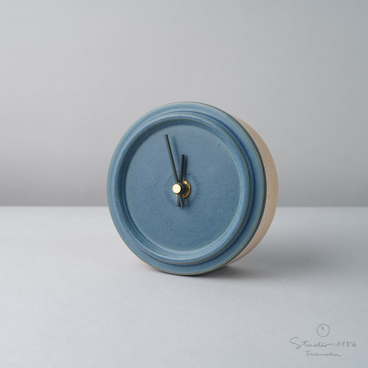 美濃焼 Baum 陶器時計 置き時計 電池付 ミッドナイトブルー(Baum-05) SUGY Studio1156