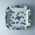 波佐見焼 古染付 八角七五寸 隅切長角皿 22.5cm 花唐草紋 Saikai Studio1156