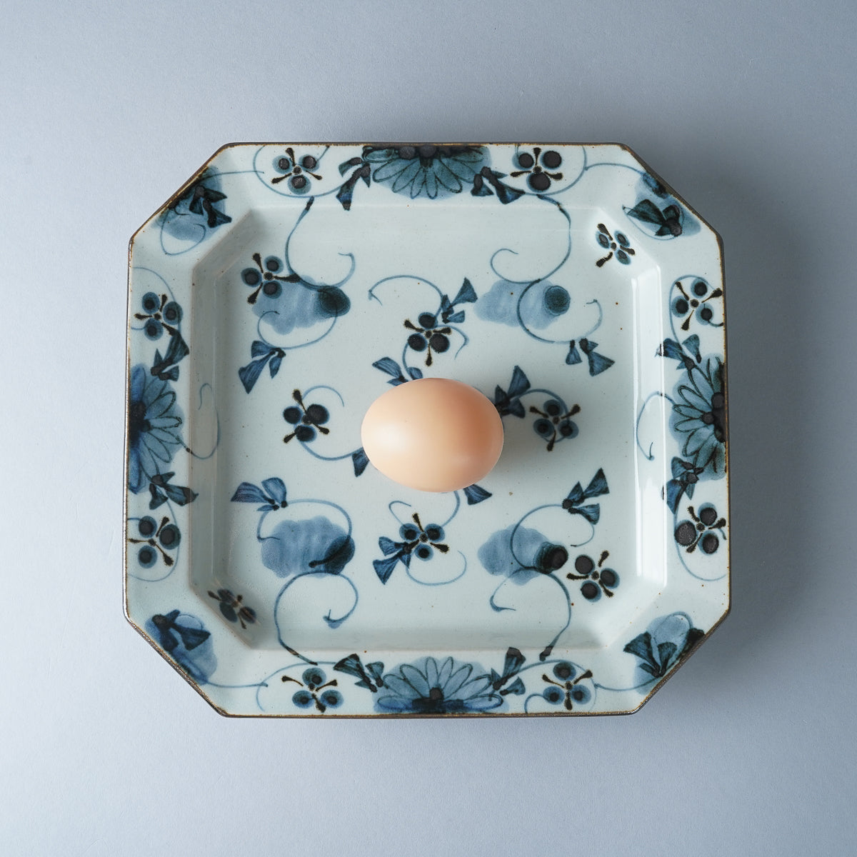 波佐見焼 古染付 八角七五寸 隅切長角皿 22.5cm Saikai Studio1156