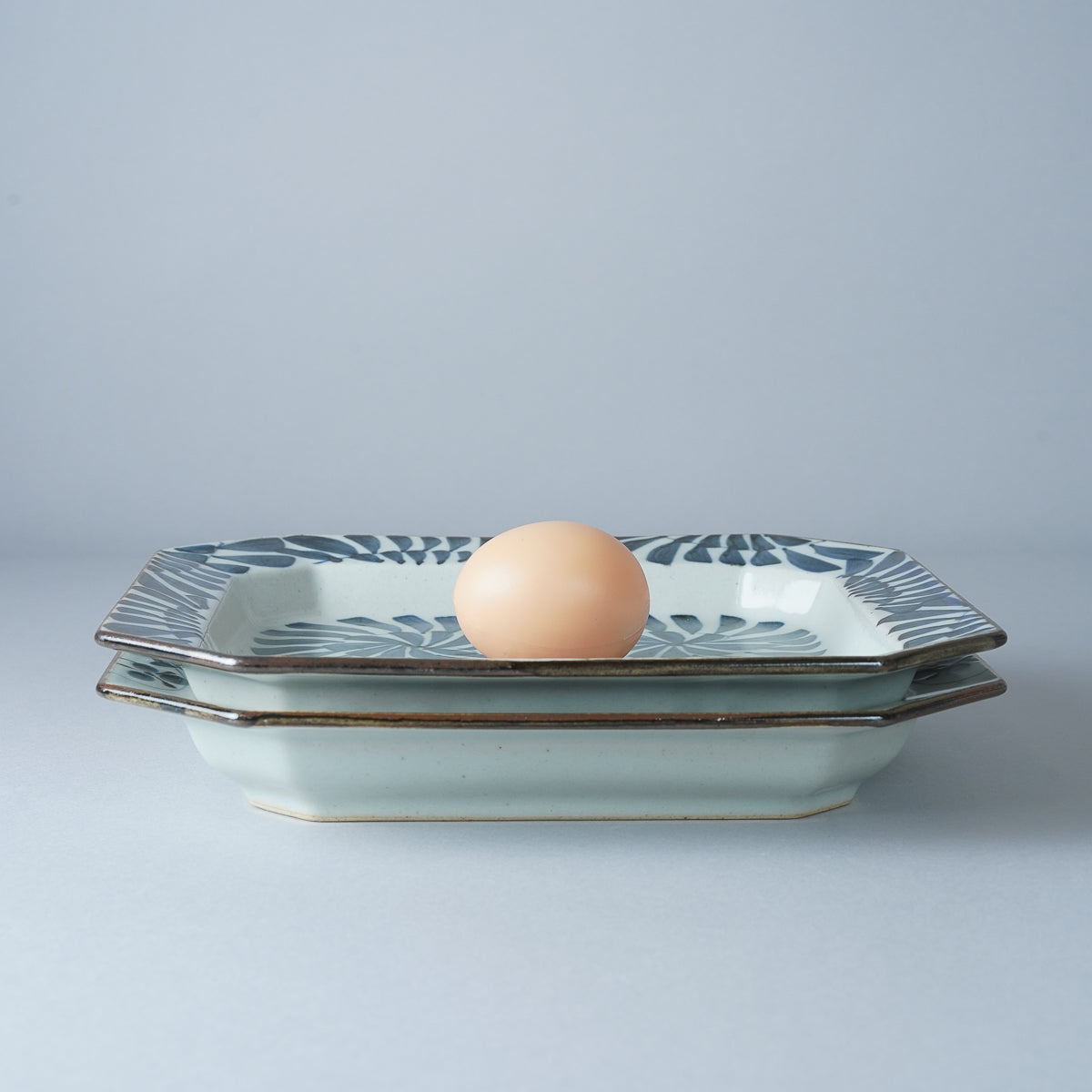 波佐見焼 古染付 八角七五寸 隅切長角皿 22.5cm Saikai Studio1156