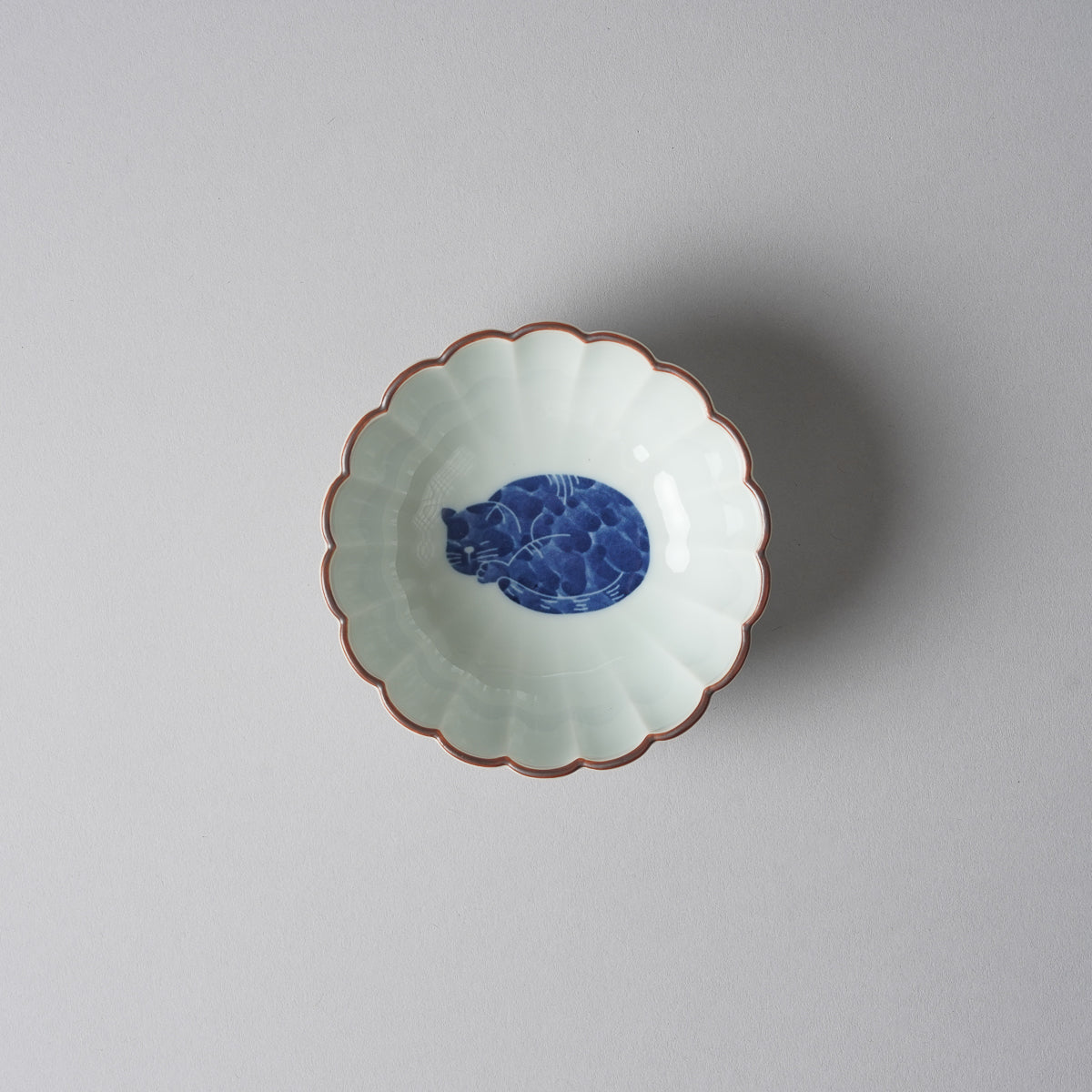 波佐見焼 染付 呉須猫 菊割小付 豆鉢 9cm [4 Patterns] - Studio1156