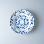 波佐見焼 染付 桔梗象嵌 渕付中皿 16cm 割草花紋 Takayama Studio1156