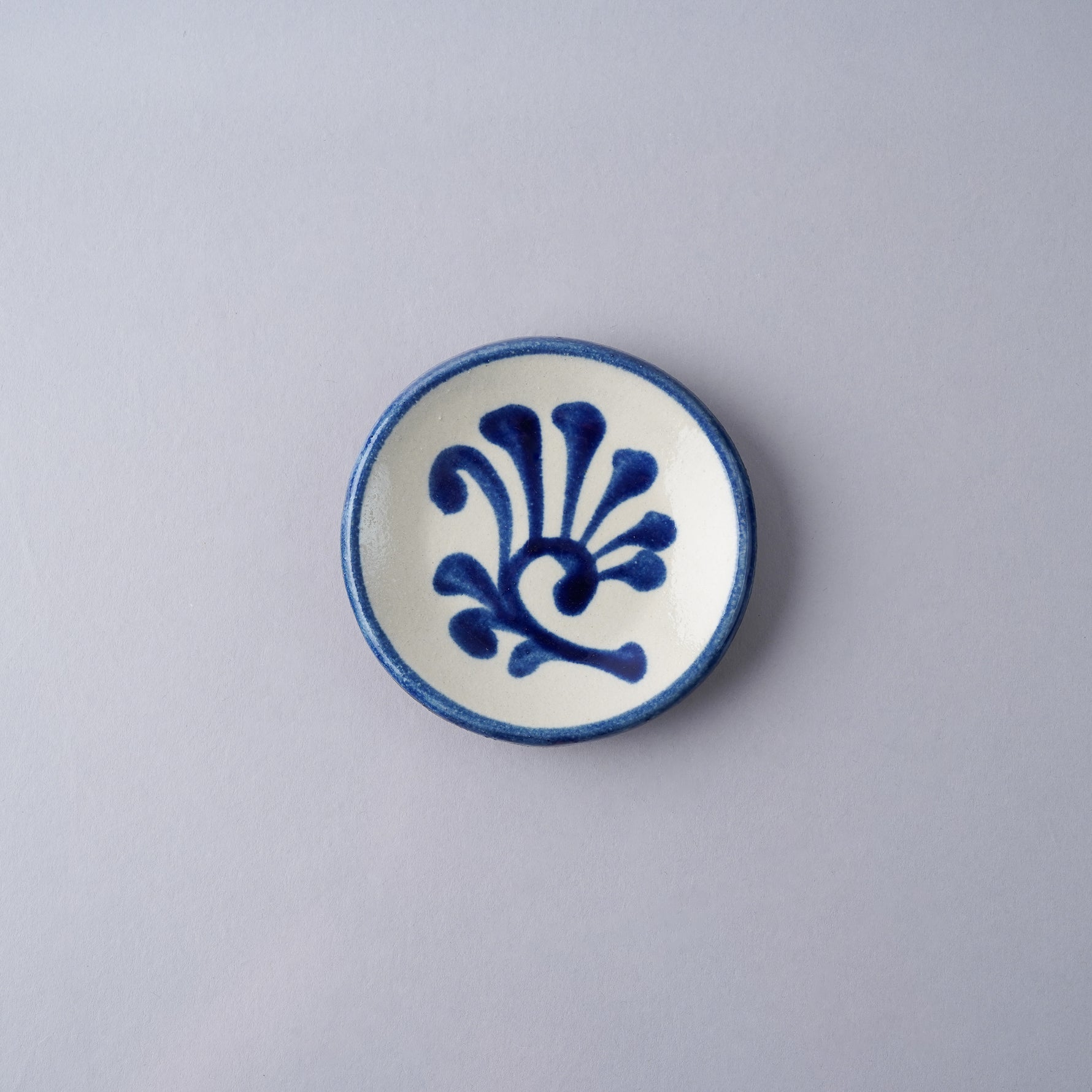 壺屋焼 やちむん 唐草 三寸皿 9.5cm 呉須唐草 Toushin Studio1156