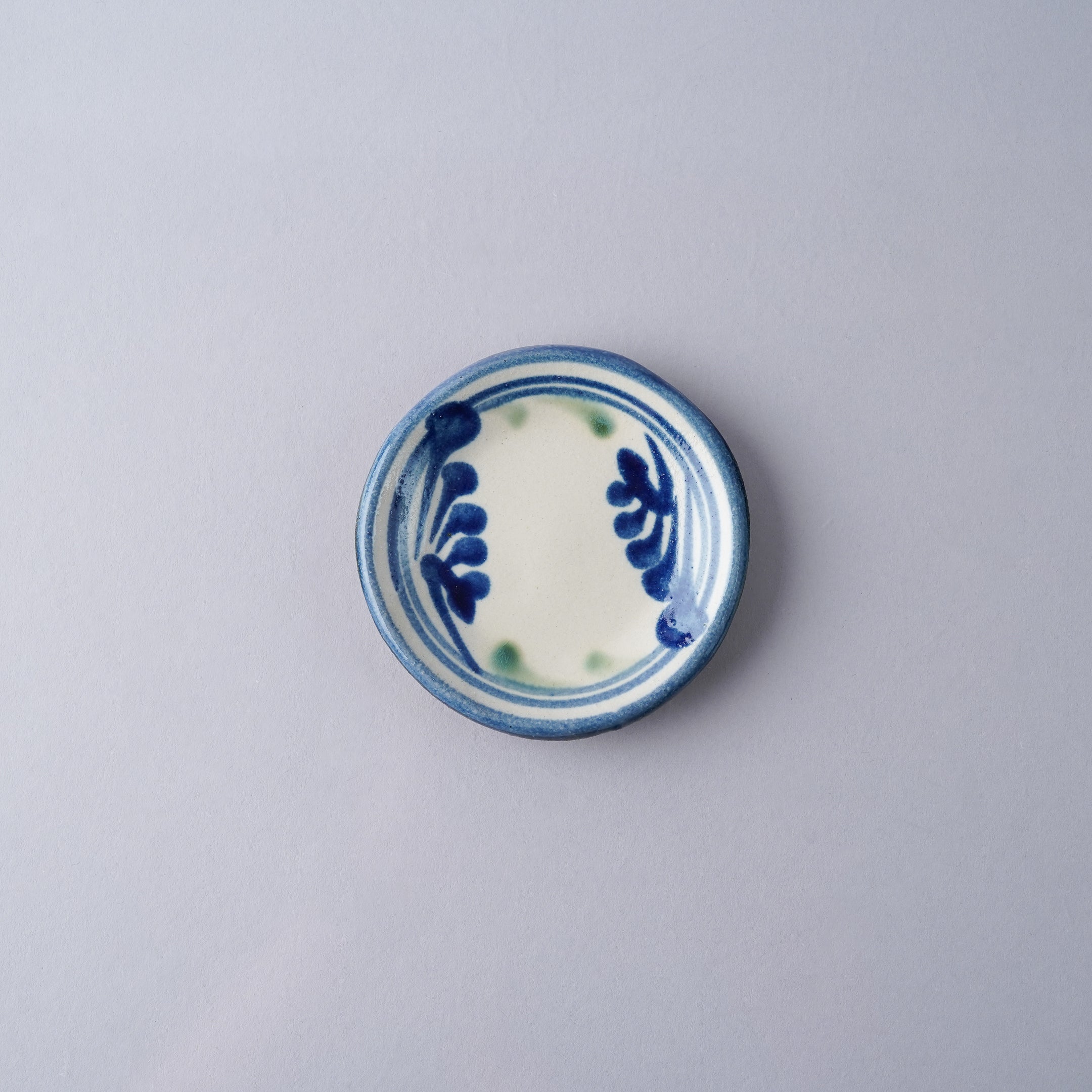 壺屋焼 やちむん 唐草 三寸皿 9.5cm 線引唐草 Toushin Studio1156