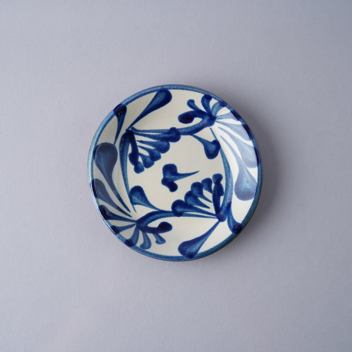 壺屋焼 やちむん 唐草 四寸皿 13cm 呉須唐草 Toushin Studio1156