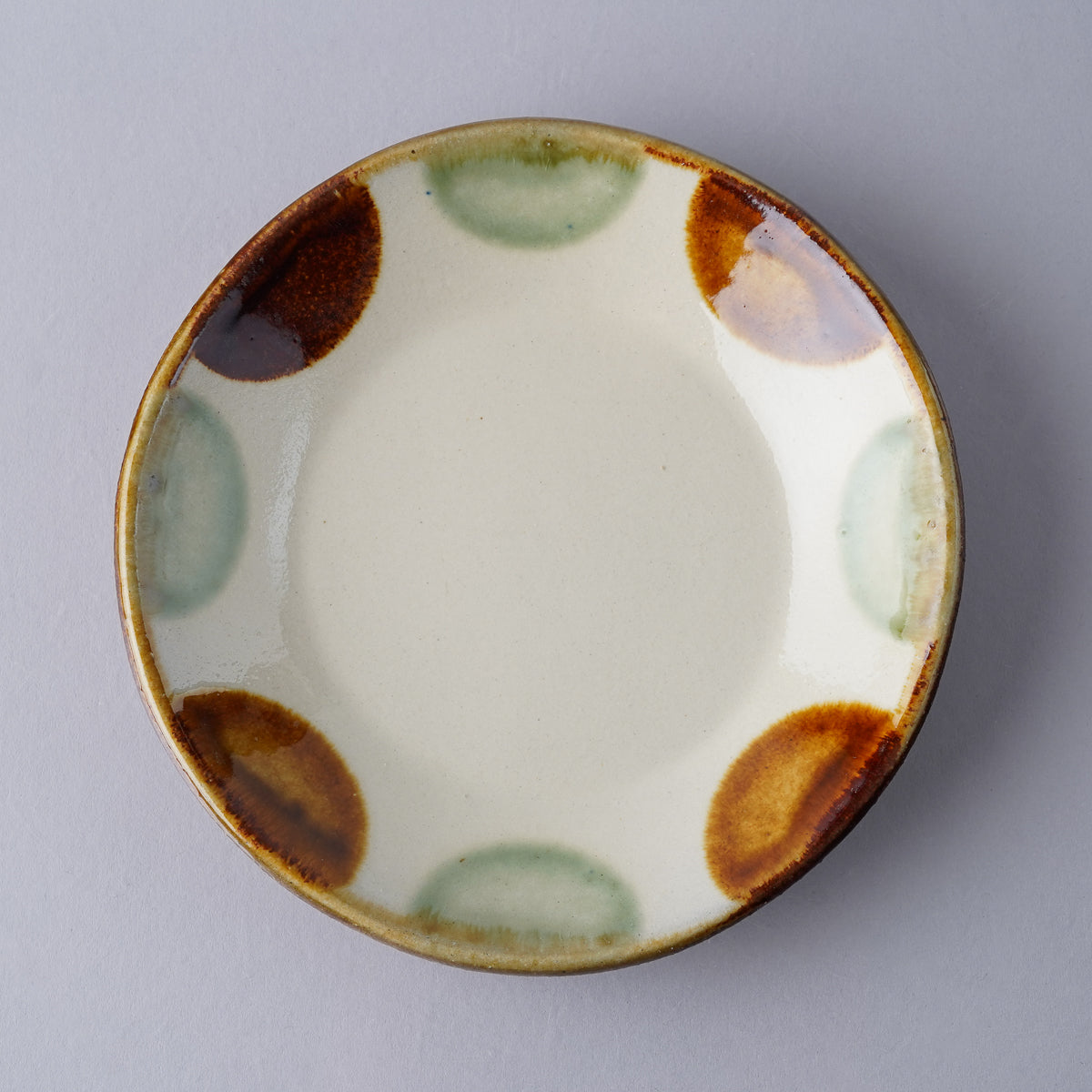 壺屋焼 やちむん ドット 五寸皿 15.5cm ドット(飴織部) Toushin Studio1156