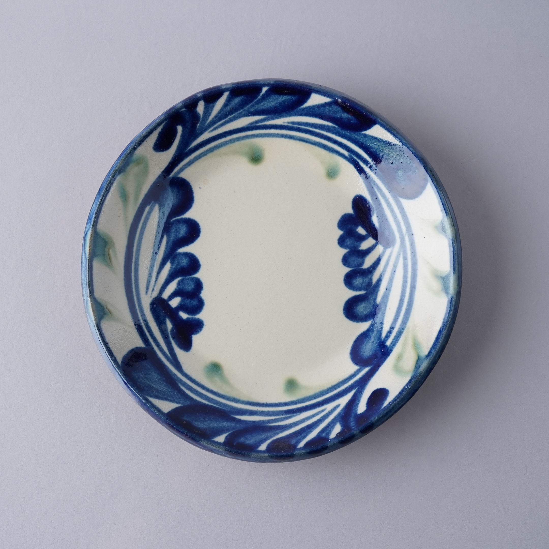 壺屋焼 やちむん 唐草 五寸皿 15.5cm 線引唐草 Toushin Studio1156