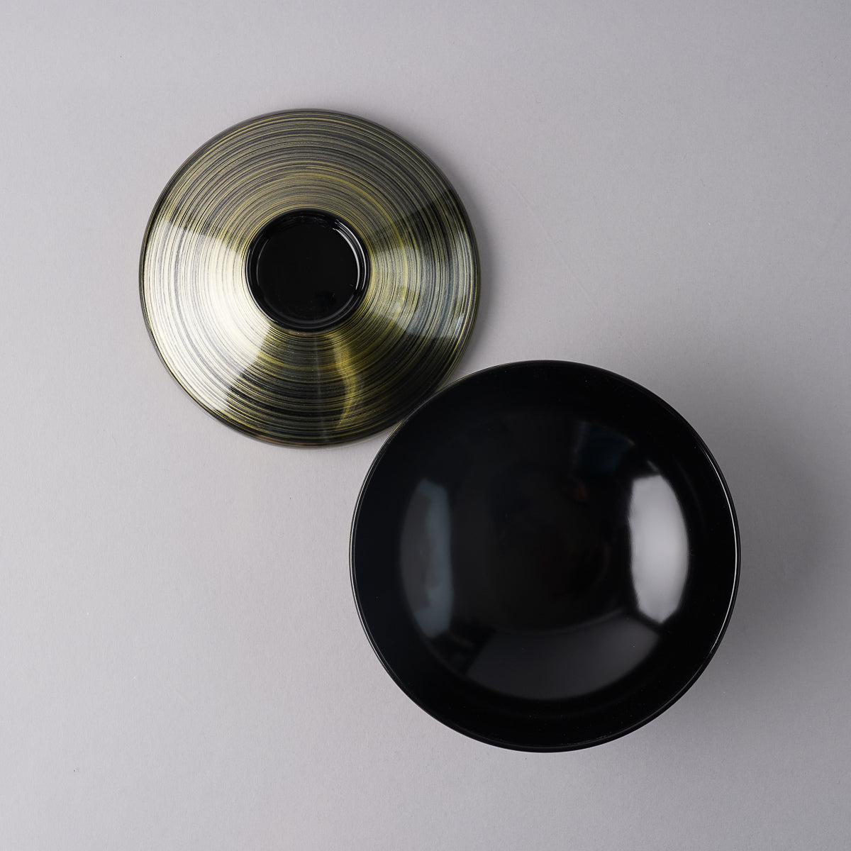 越前漆器 金銀刷毛目内黒 平富士椀 13.5cm [食洗機対応] Echizen Studio1156