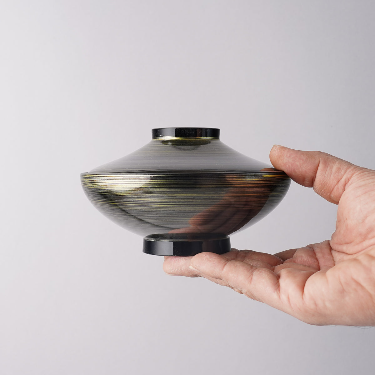 越前漆器 金銀刷毛目内黒 平富士椀 13.5cm [食洗機対応] Echizen Studio1156