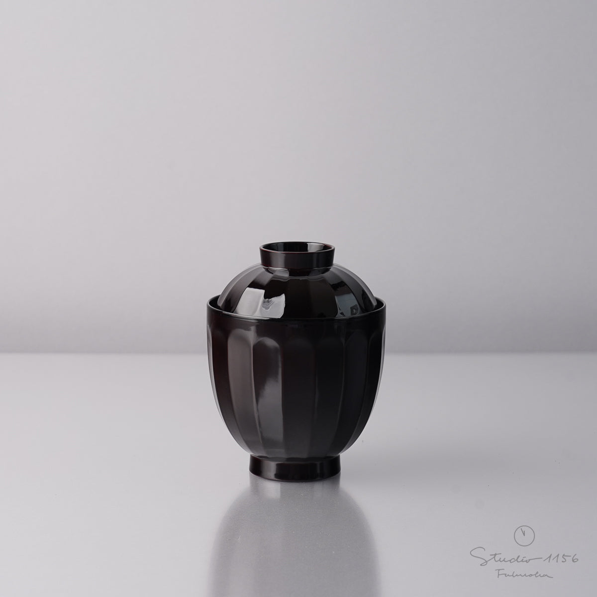 越前漆器 菊型箸洗椀 200ml [食洗機対応] 溜内黒 Echizen Studio1156