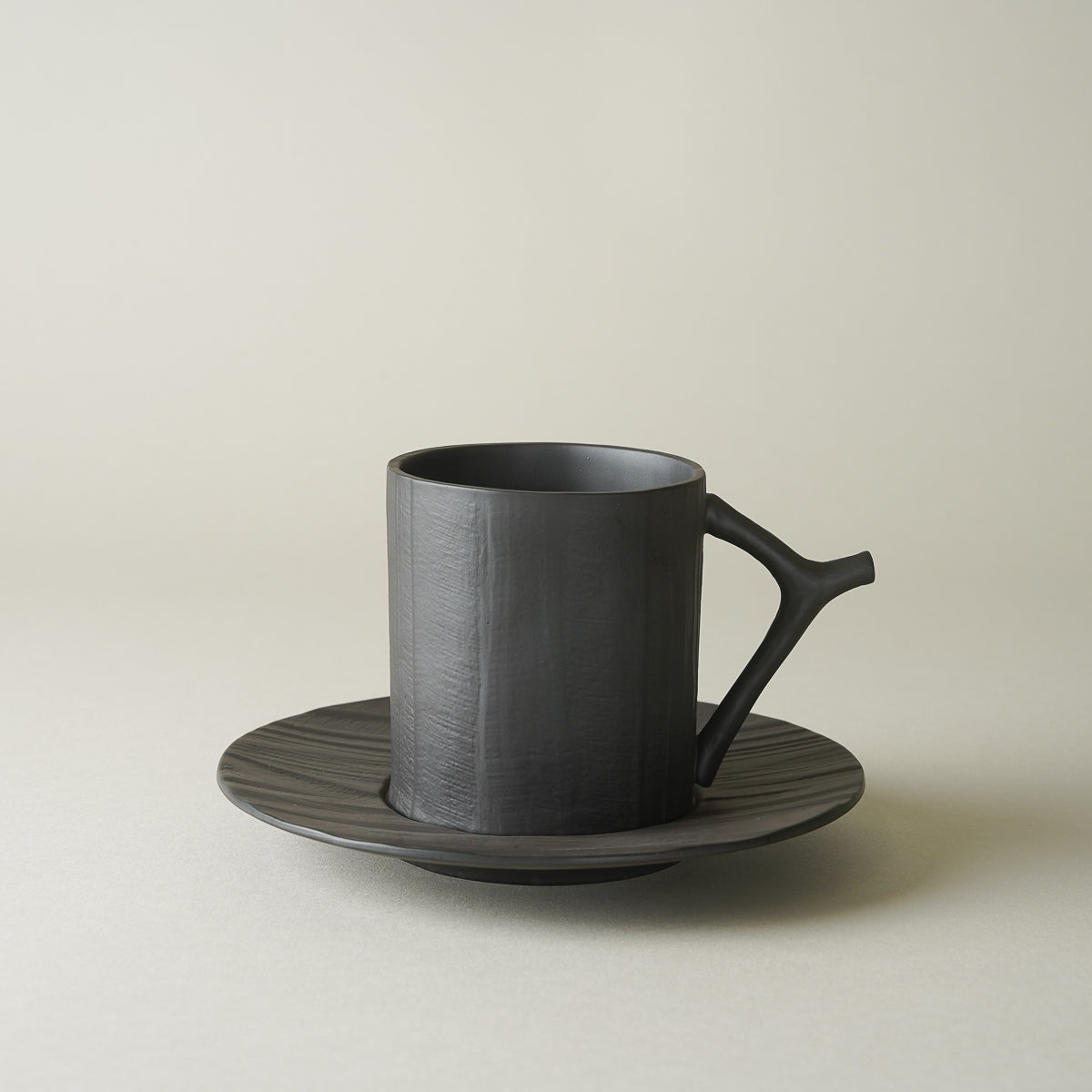 有田焼 ブラック 木目コーヒーカップ&ソーサー 160ml Yamahei Studio1156