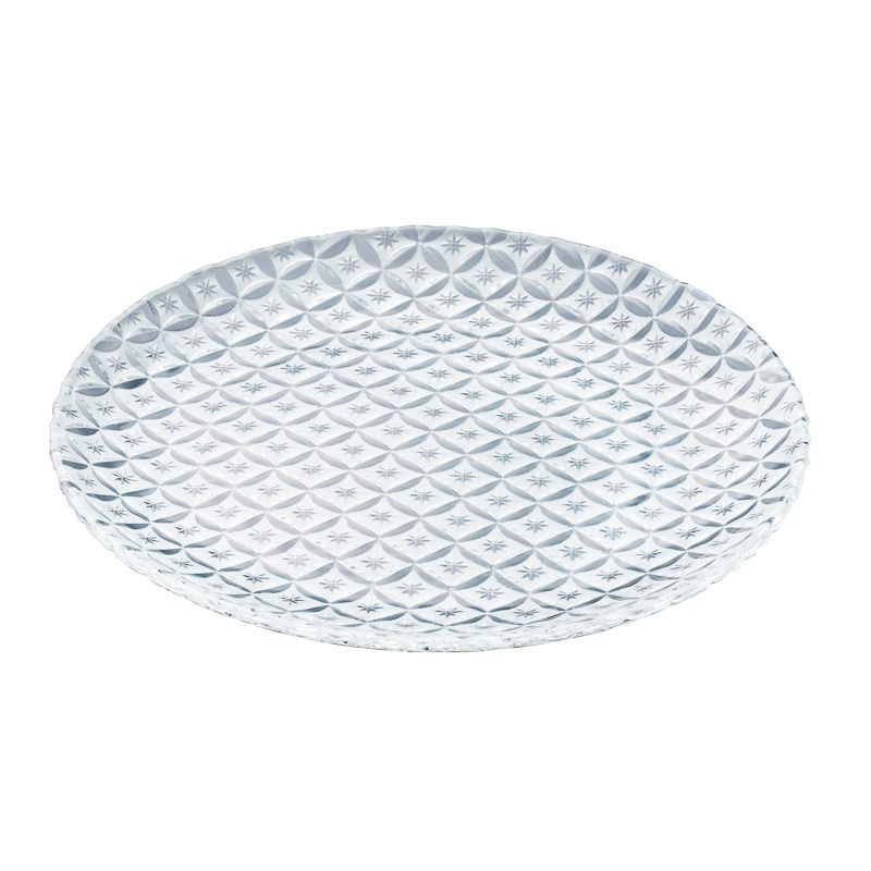 ガラス食器 七宝彫 丸皿 21cm BK/WH/CR WH 白 Yoshinuma-glass Studio1156