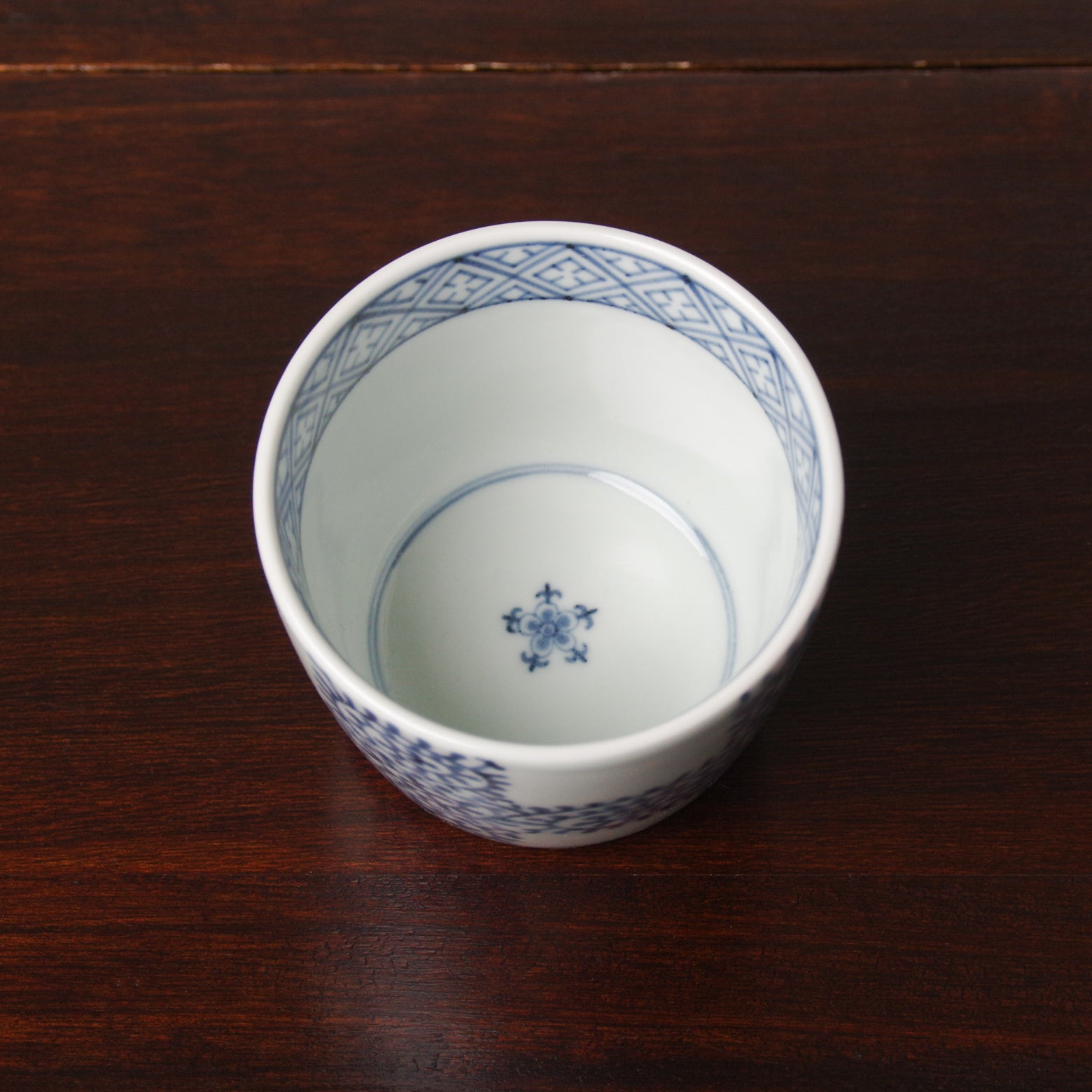 有田焼 染付 蛸唐草格子文 そば猪口(大) 220ml Riso Studio1156