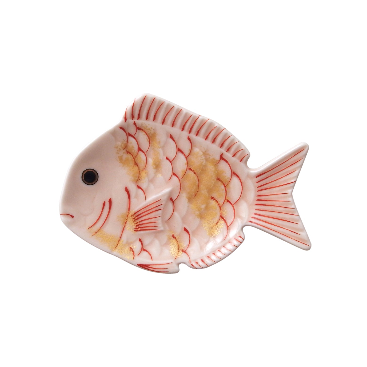 有田焼 錦金叩き 鯛形小皿 10cm ピンク Kouraku Studio1156