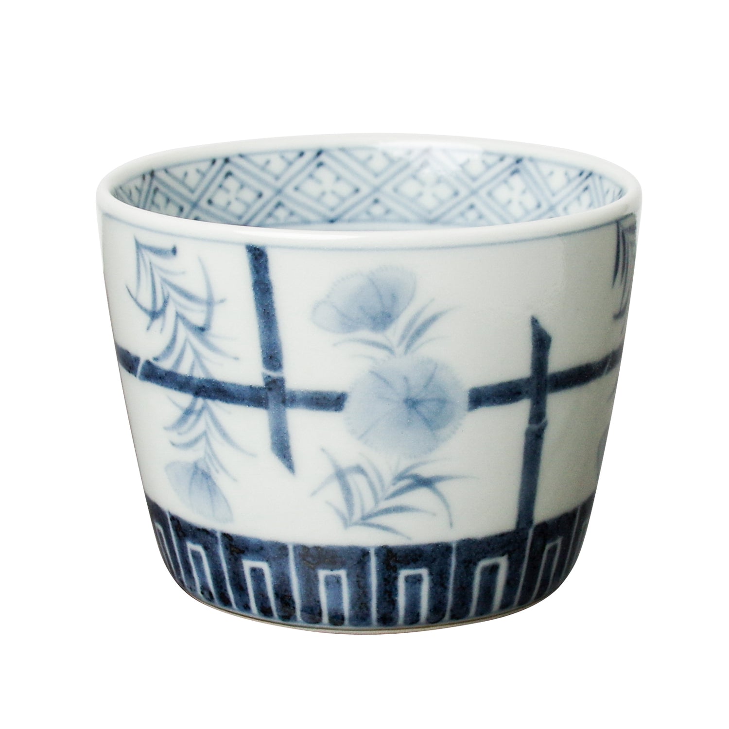 有田焼 染付 竹垣撫子文 そば猪口(大) 220ml Riso Studio1156