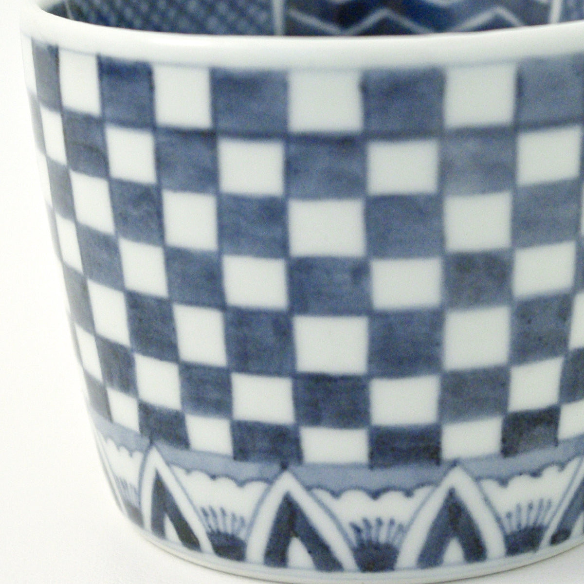 有田焼 染付 市松文 そば猪口(大) 220ml Riso Studio1156