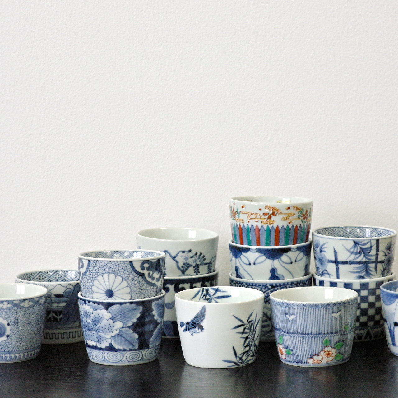 有田焼 染付 市松文 そば猪口(大) 220ml Riso Studio1156