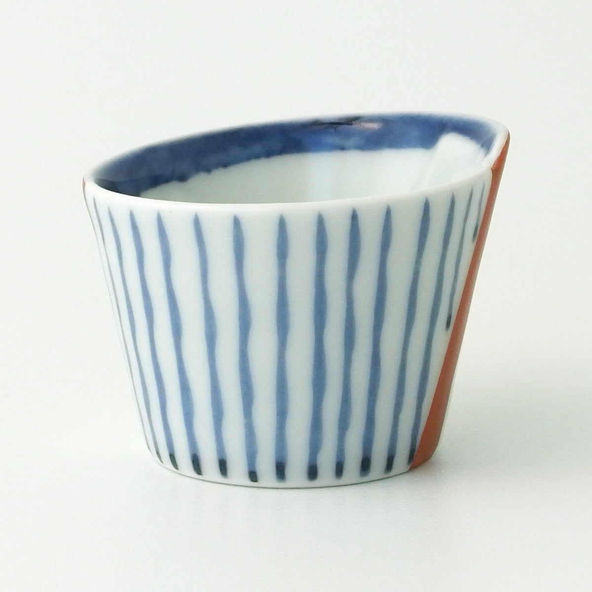 有田焼 十草赤帯曲げ輪珍味入(盃) 35ml Denpei Studio1156