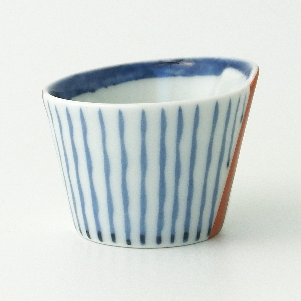 有田焼 十草赤帯曲げ輪珍味入(盃) 35ml Denpei Title  Studio1156