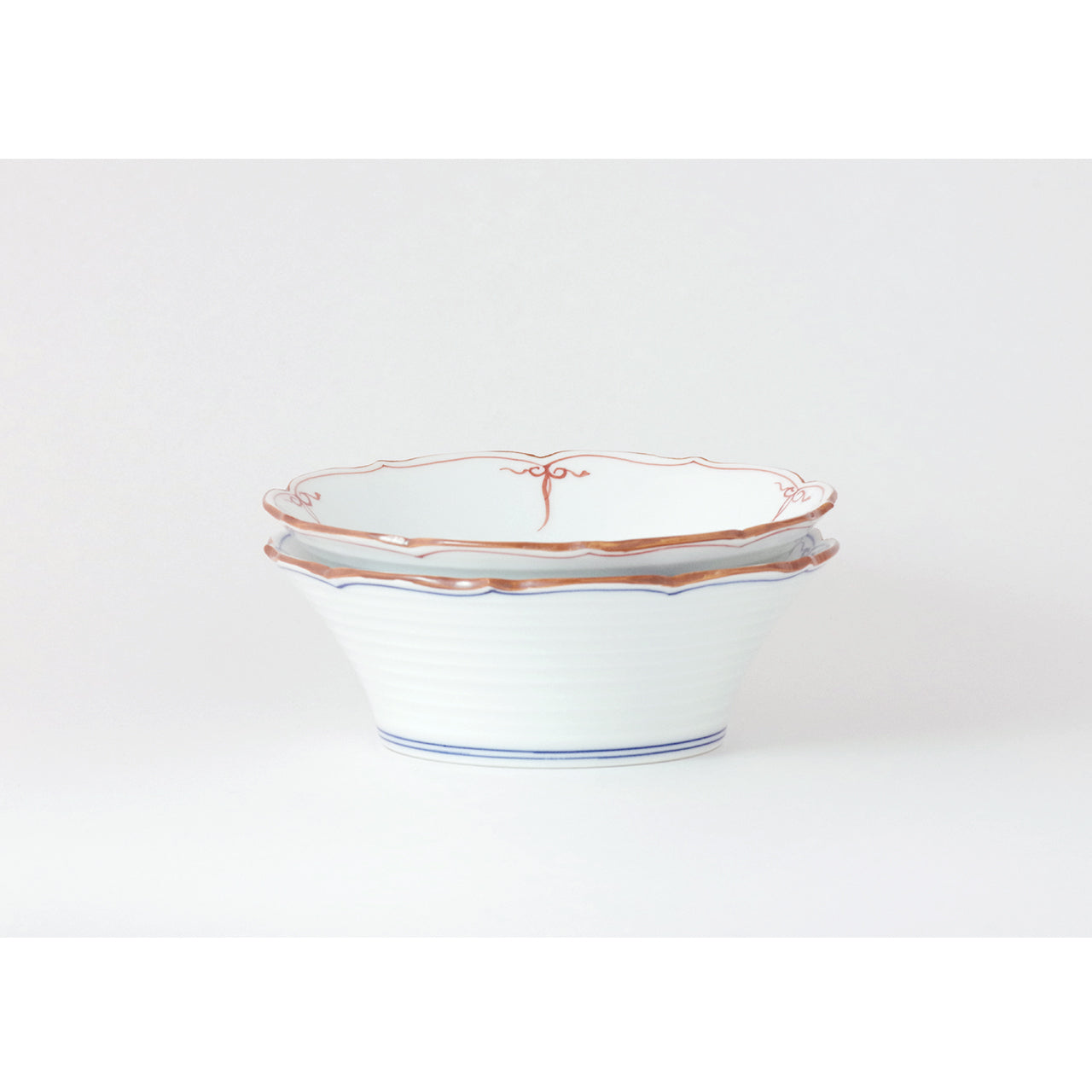 波佐見焼 桔梗渕 瓔珞紋平鉢(赤) 15cm Korin Studio1156