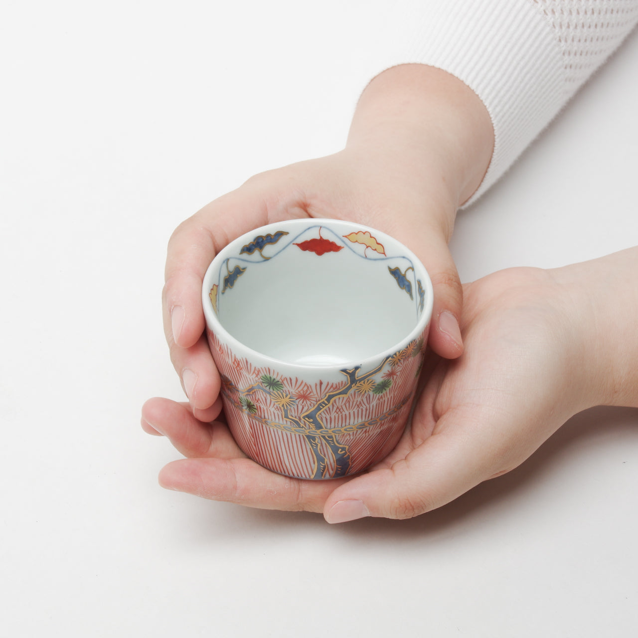有田焼 色絵 松桜芝垣文 そば猪口(大) 220ml Riso そば猪口 Studio1156