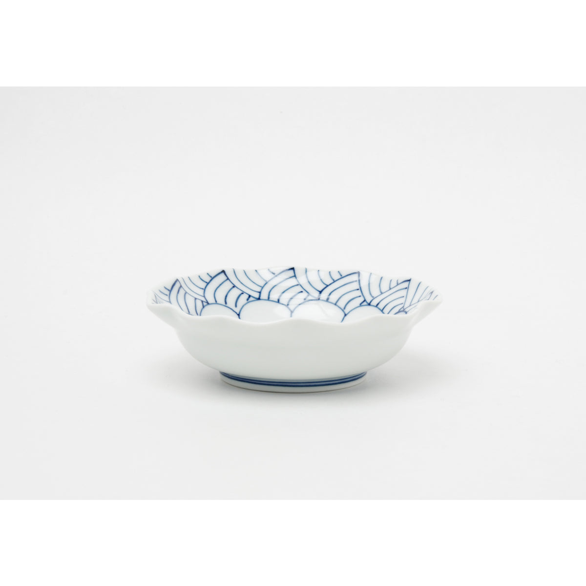 有田焼 染付 菊割青海波 四寸深皿 12.5cm Teizan Studio1156