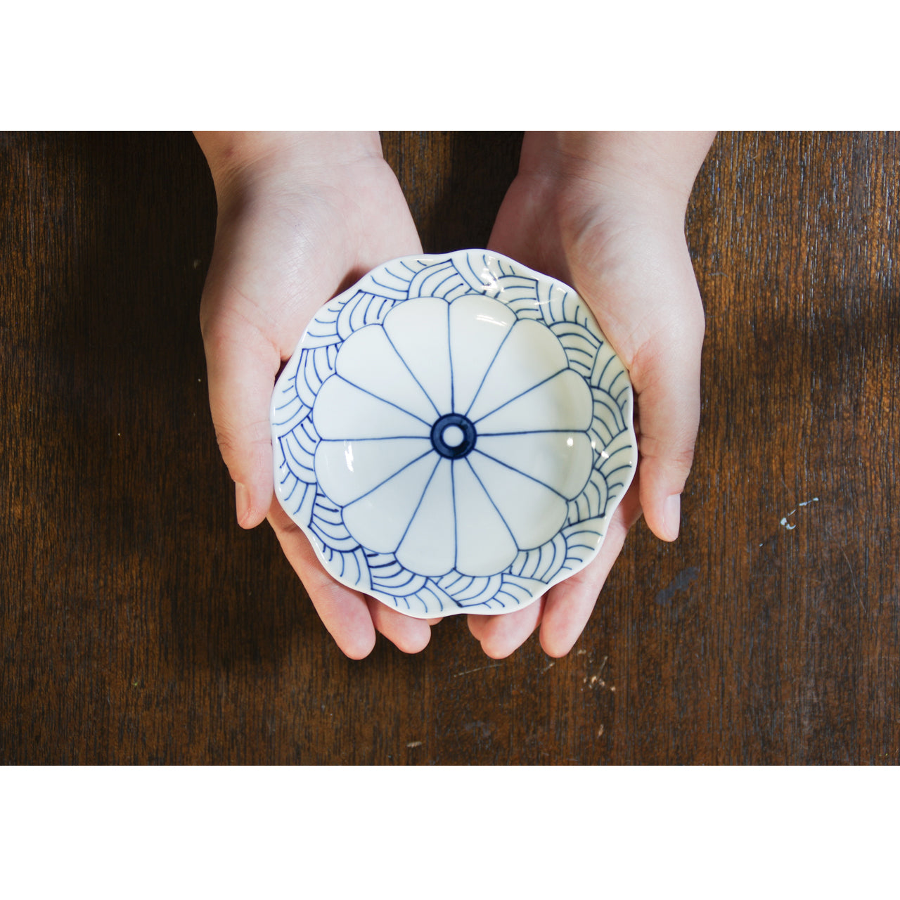 有田焼 菊割青海波 4寸深皿 12.5cm Teizan 小皿・取り皿 10-14.9cm Studio1156