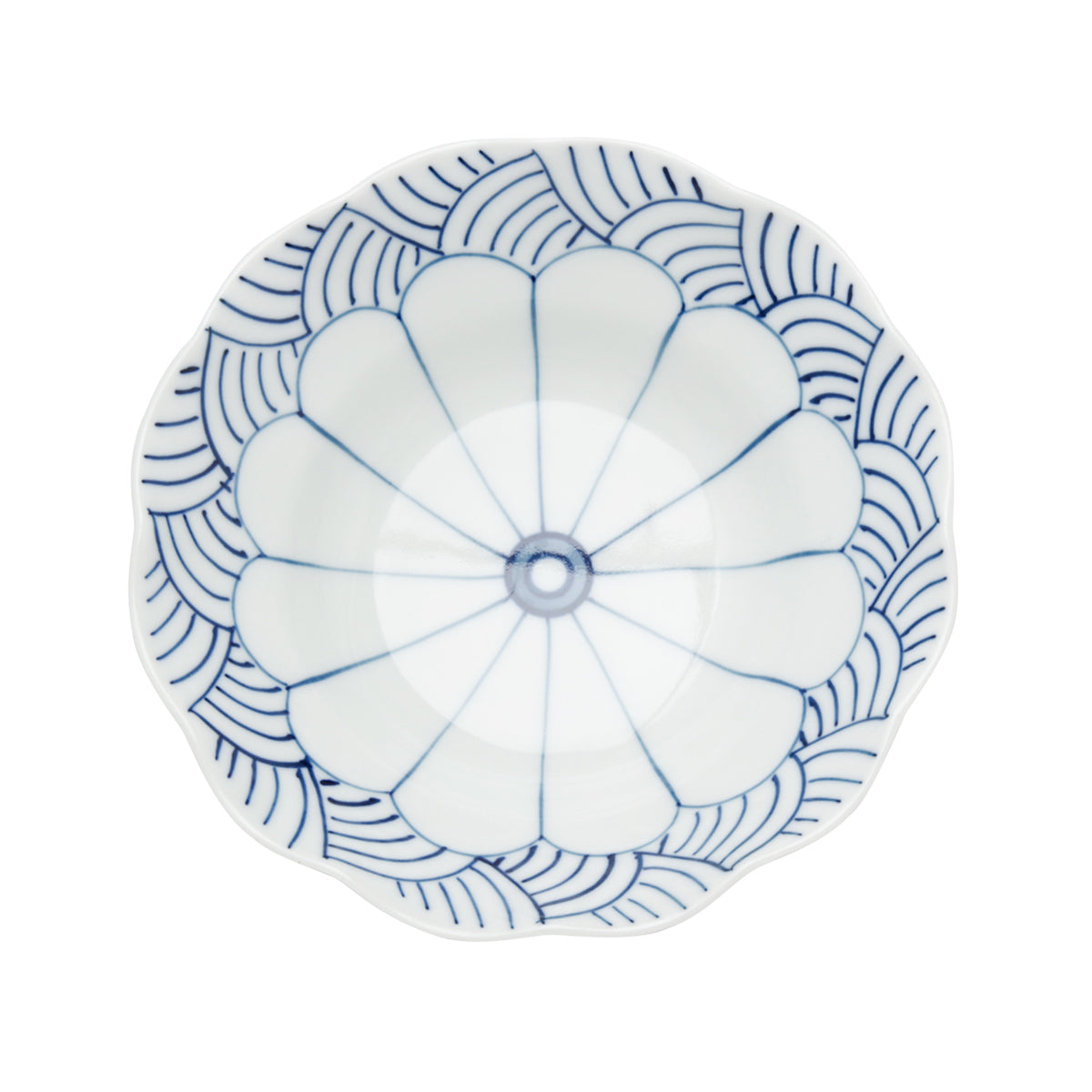 有田焼 菊割青海波 4.5寸深皿 15cm Teizan Studio1156