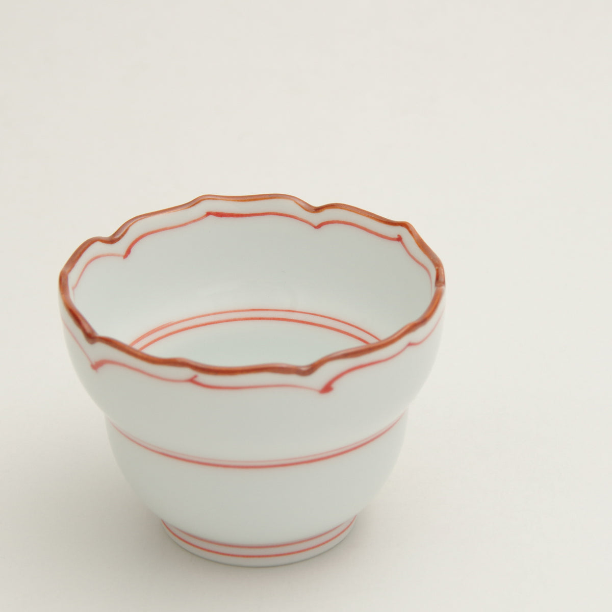 波佐見焼 渕錆 見込筋 桔梗ひさご型小鉢(赤) 7cm Korin Studio1156