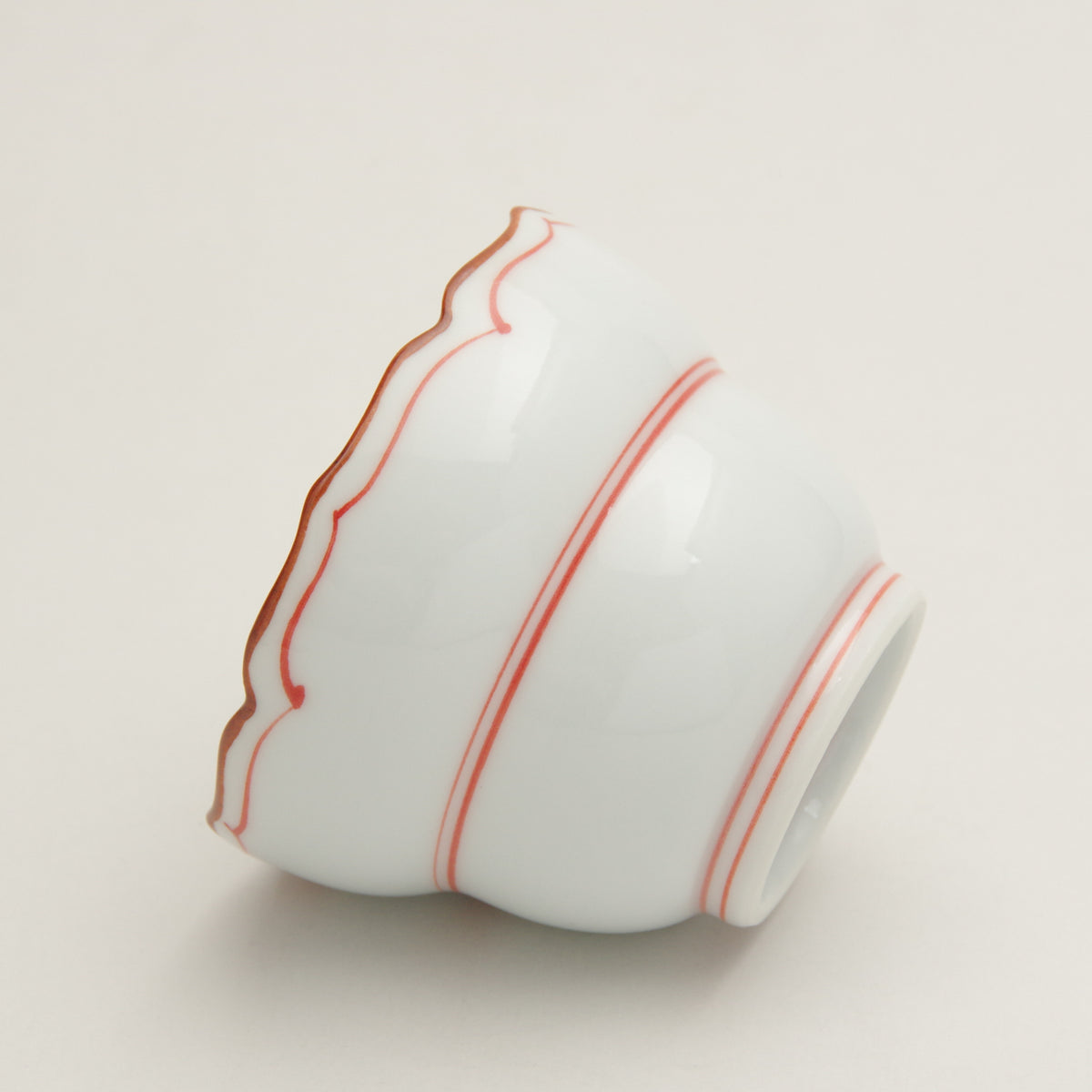 波佐見焼 渕錆 見込筋 桔梗ひさご型小鉢(赤) 7cm Korin Studio1156
